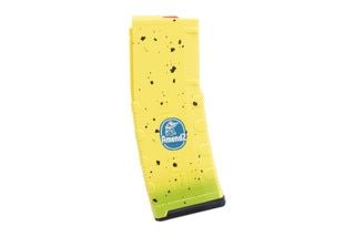 5.56 NATO magazine in Yellow Banana color with black splatter design